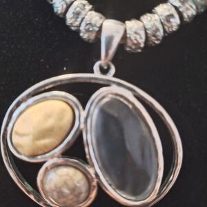 Chico's Silver Pendant Necklace with Stone Accents